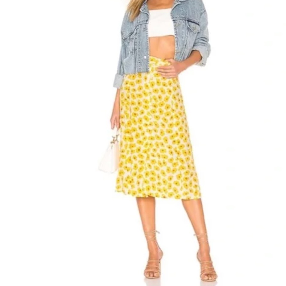 Faithful The Brand NWT Marin Skirt in Marigold Constance Sunflower Floral
